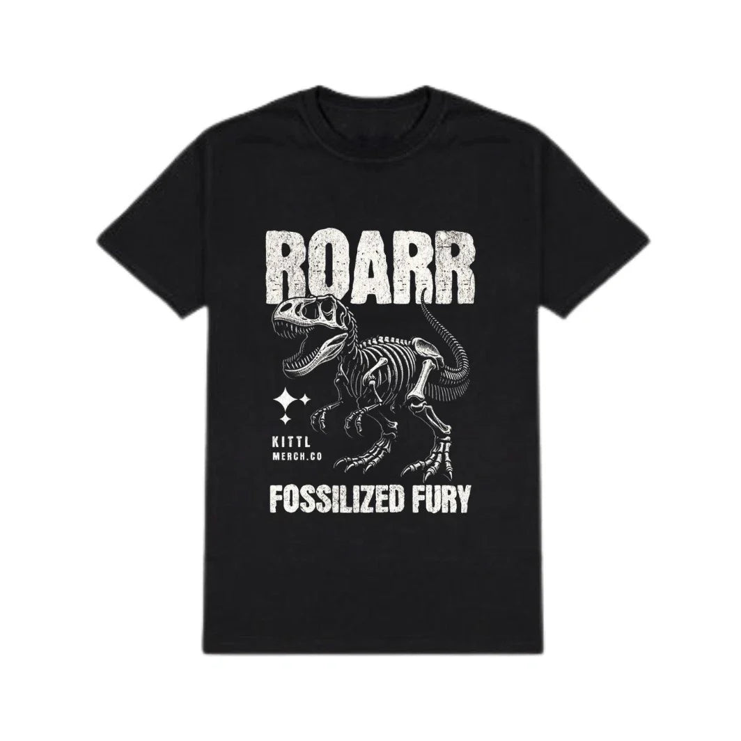 Fossilized Fury Retro Dinosaur Skeleton Graphic T-Rex - Adult & Kids T-Shirts, Sweatshirts & Hoodies apparel design preview 1