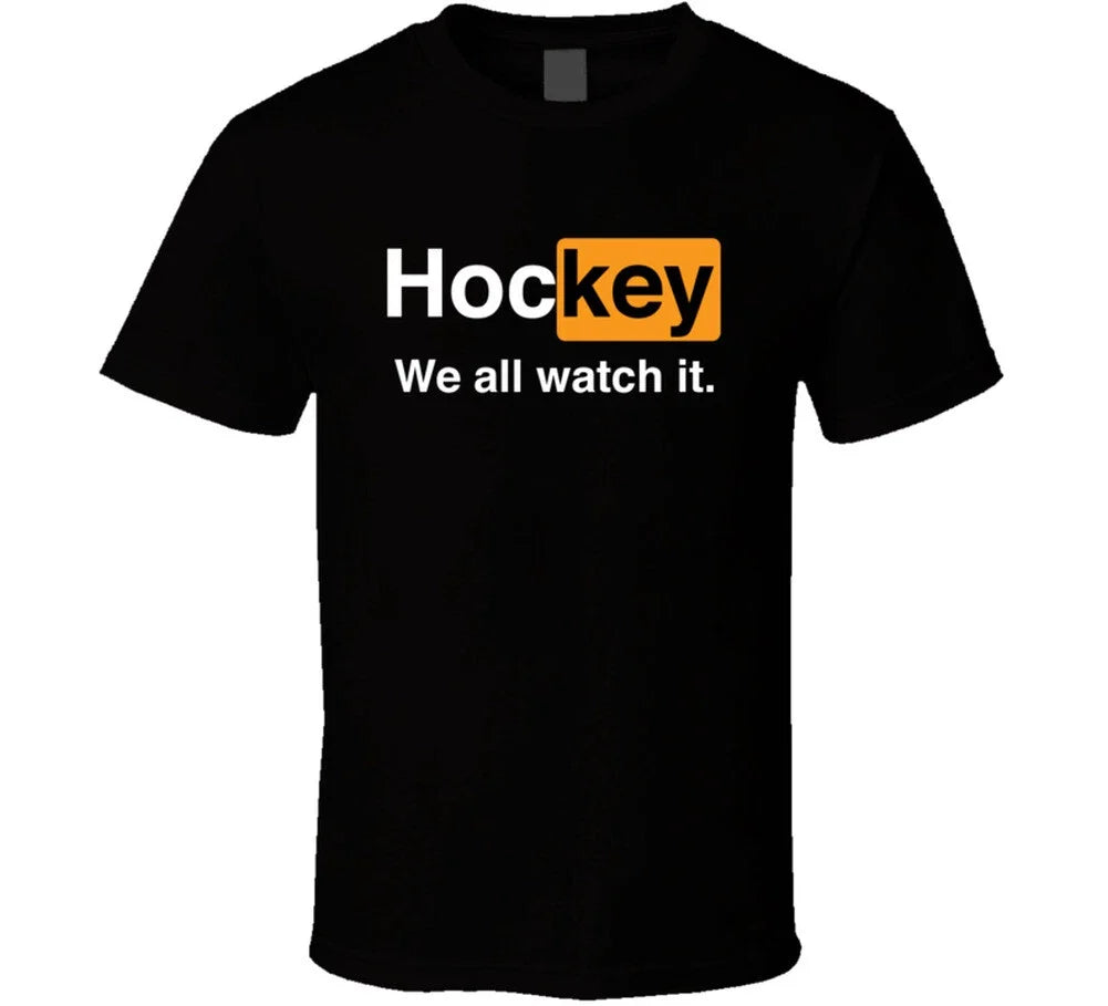 Hockey We All Watch It Funny Pornhub Logo Parody - Adult & Kids T-Shirts, Sweatshirts & Hoodies apparel design preview 1