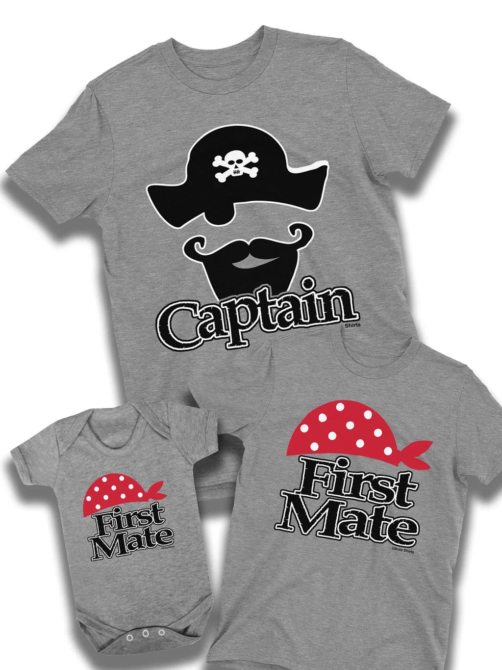 Captain First Mate Pirates Family Christmas Mens Dad - Adult & Kids T-Shirts, Sweatshirts & Hoodies apparel design preview 1