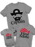 Captain First Mate Pirates Family Christmas Mens Dad - Adult & Kids T-Shirts, Sweatshirts & Hoodies apparel design preview 1