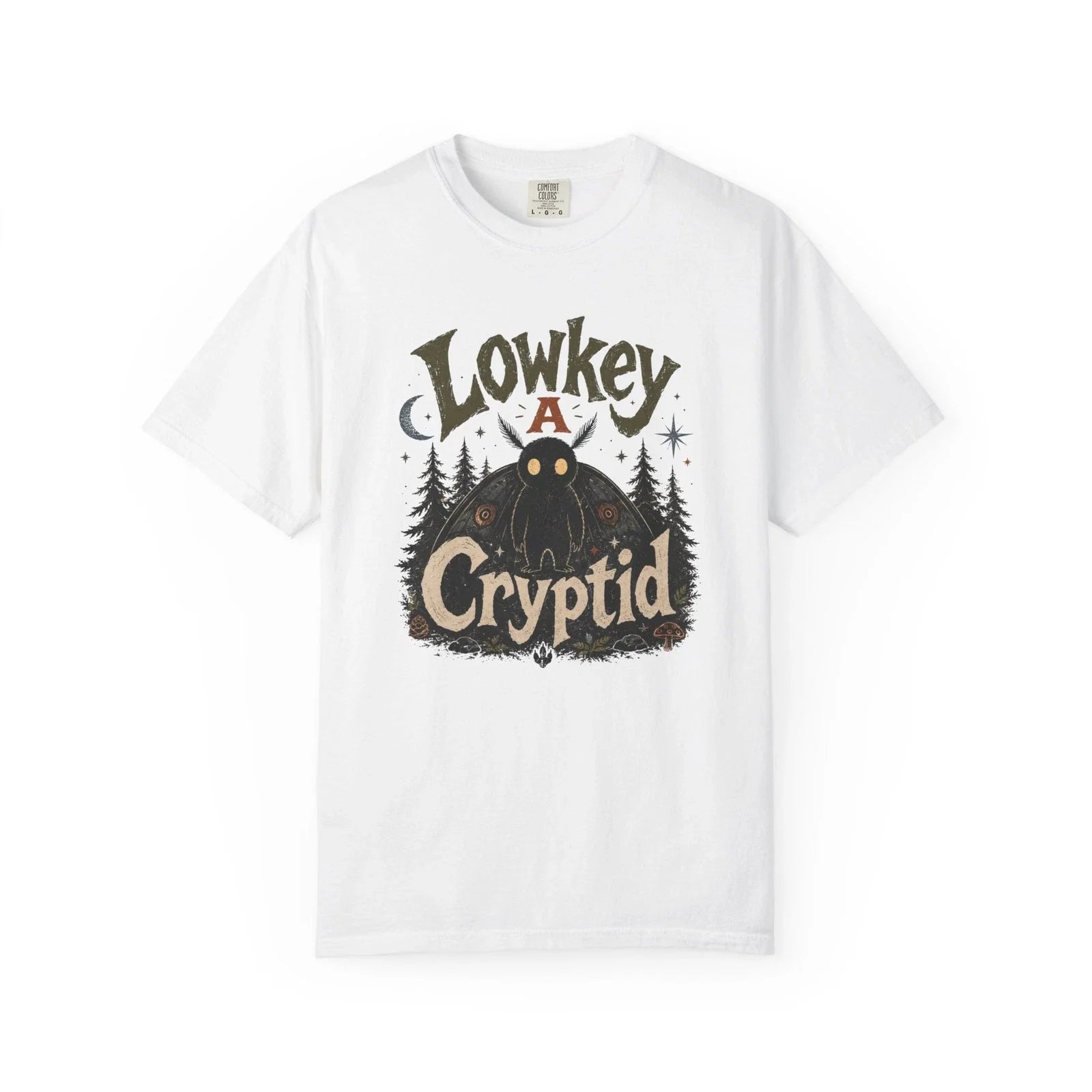 Lowkey Cryptid Sasquatch Forest Night Illustration - Adult & Kids T-Shirts, Sweatshirts & Hoodies apparel design preview 1