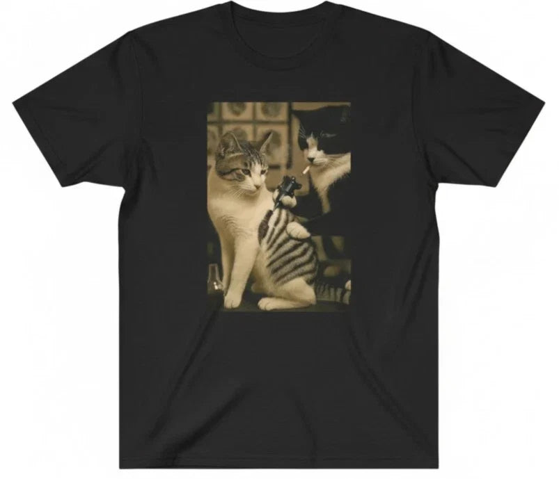 Funny Cat Tattoo Meme Parody Viral - Adult & Kids T-Shirts, Sweatshirts & Hoodies apparel design preview 1