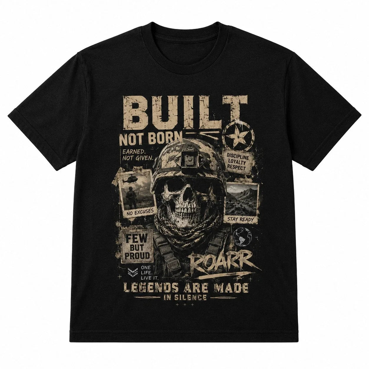 Built Not Born Military Skull Tactical Mens Graphic - Adult & Kids T-Shirts, Sweatshirts & Hoodies apparel design preview 1