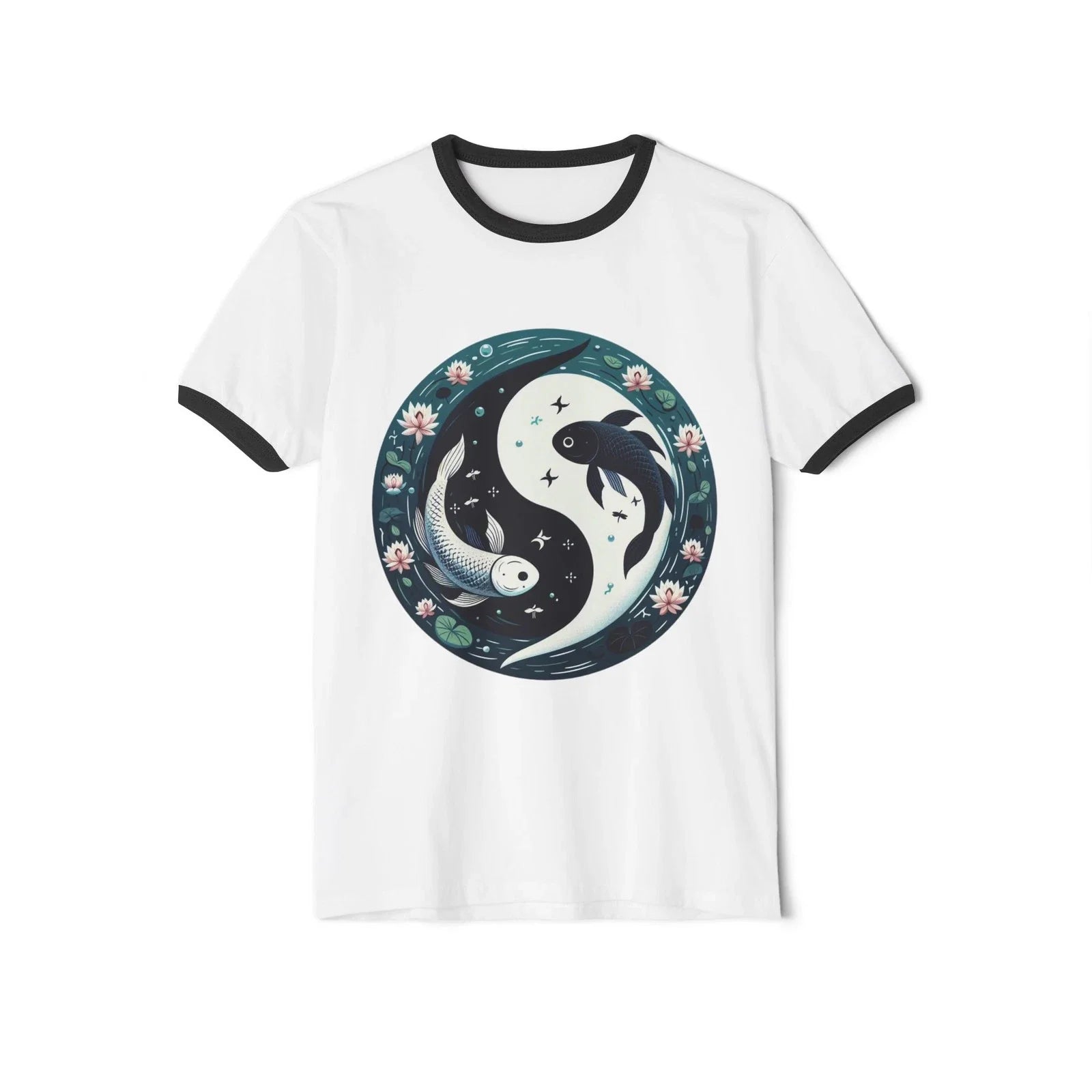 Yin Yang Koi Fish Floral Circular Pisces Design - Adult & Kids T-Shirts, Sweatshirts & Hoodies apparel design preview 1