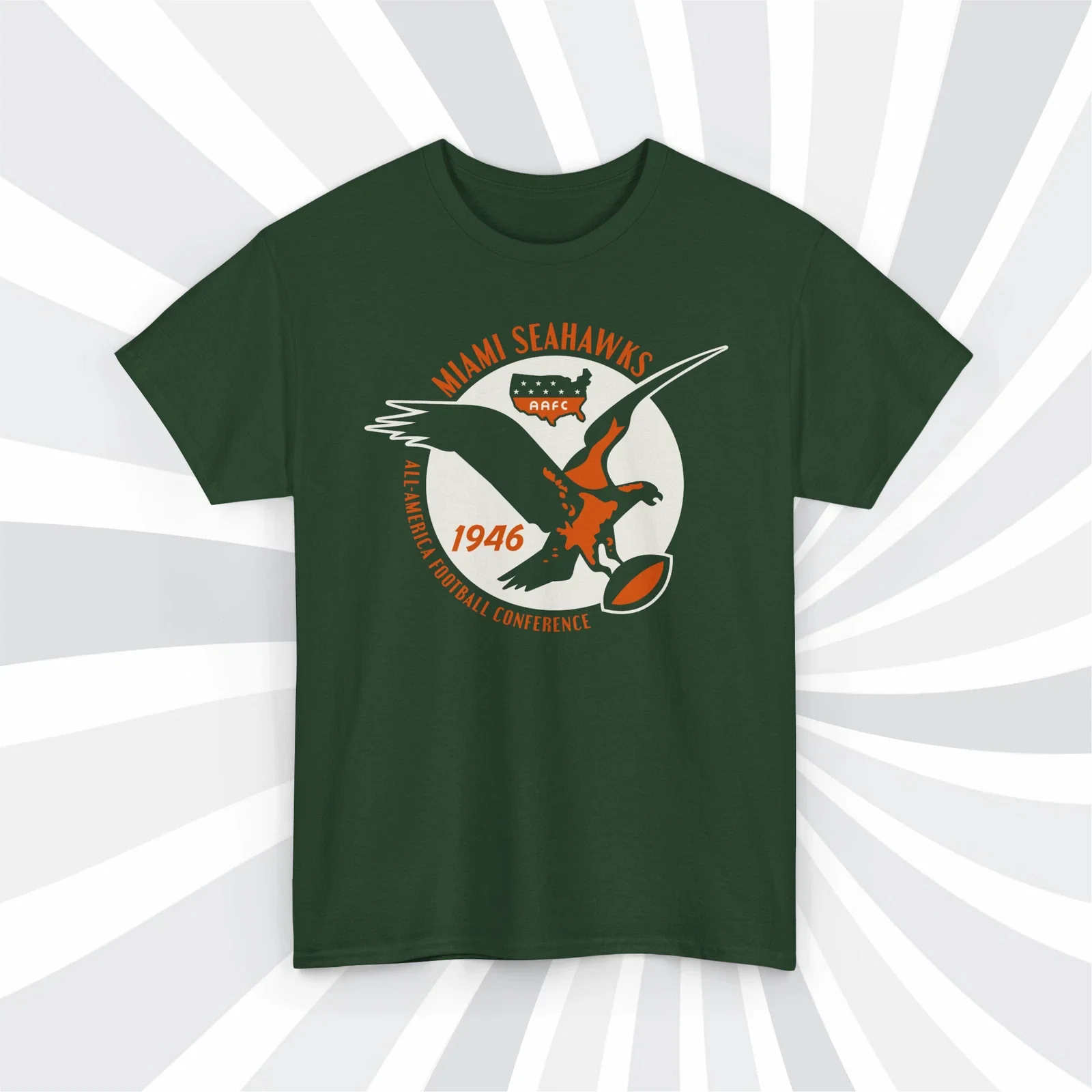 Miami Seahawks 1946 AAFC Vintage Football Forest - Adult & Kids T-Shirts, Sweatshirts & Hoodies apparel design preview 1