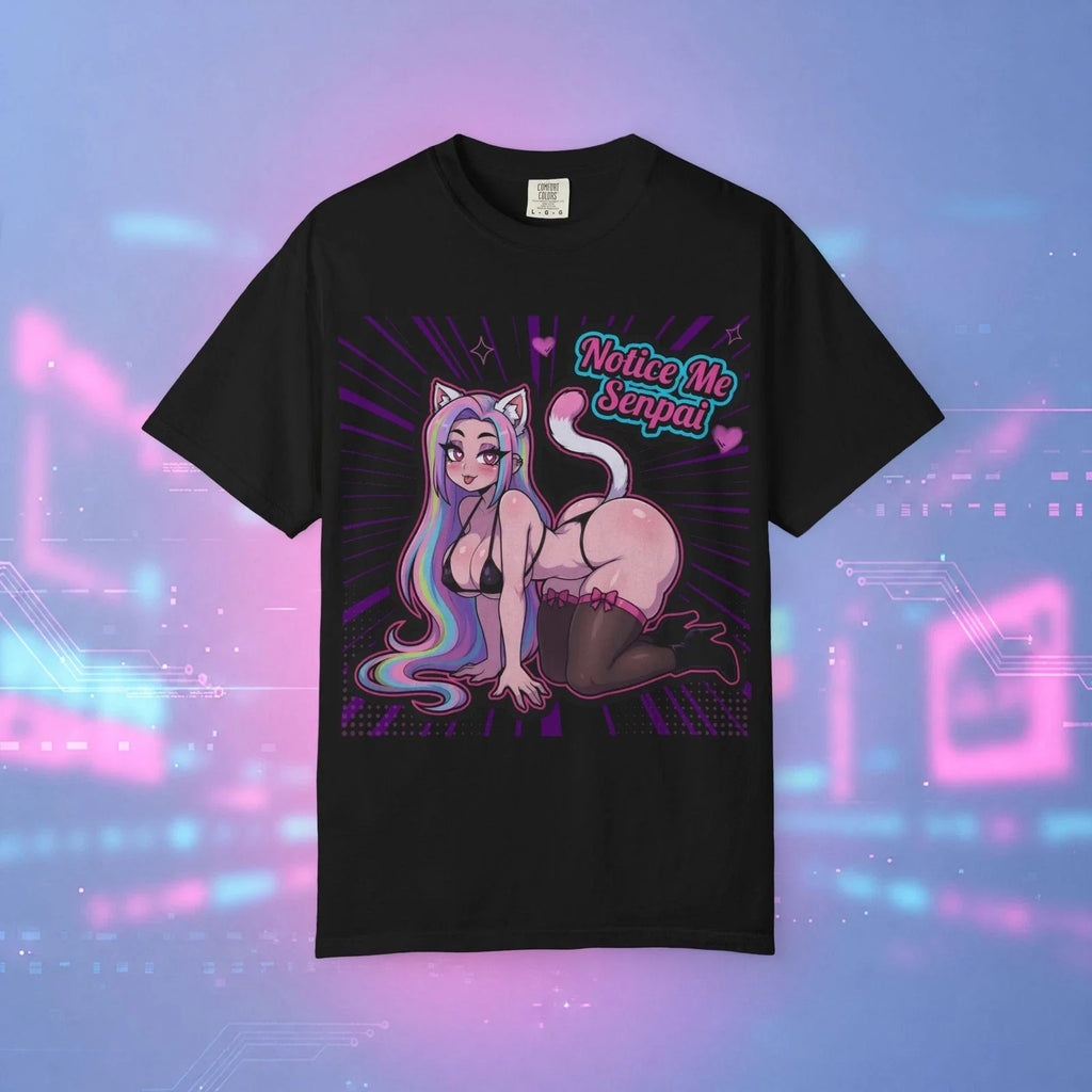 Notice Me Senpai Anime Cat Girl Kawaii Comfort Colors - Adult & Kids T-Shirts, Sweatshirts & Hoodies apparel design preview 1
