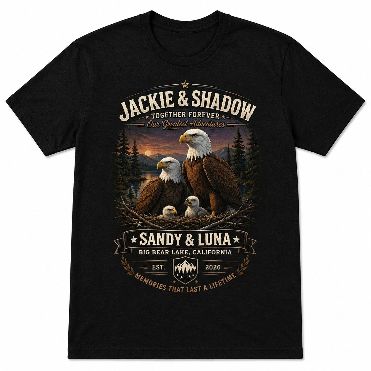 Jackie Shadow Big Bear Lake Eagle Vintage Nature - Adult & Kids T-Shirts, Sweatshirts & Hoodies apparel design preview 1
