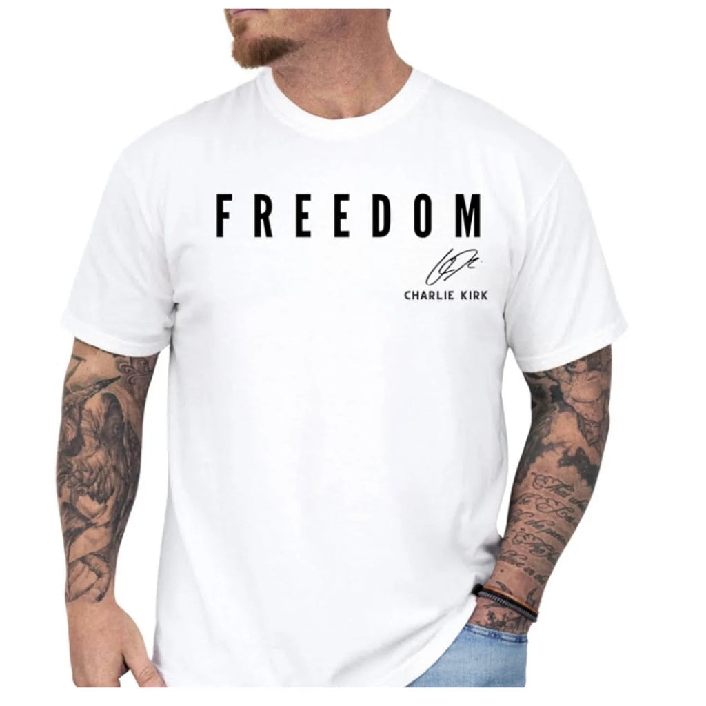 Signature Charlie Kirk FREEDOM - Adult & Kids T-Shirts, Sweatshirts & Hoodies apparel design preview 1