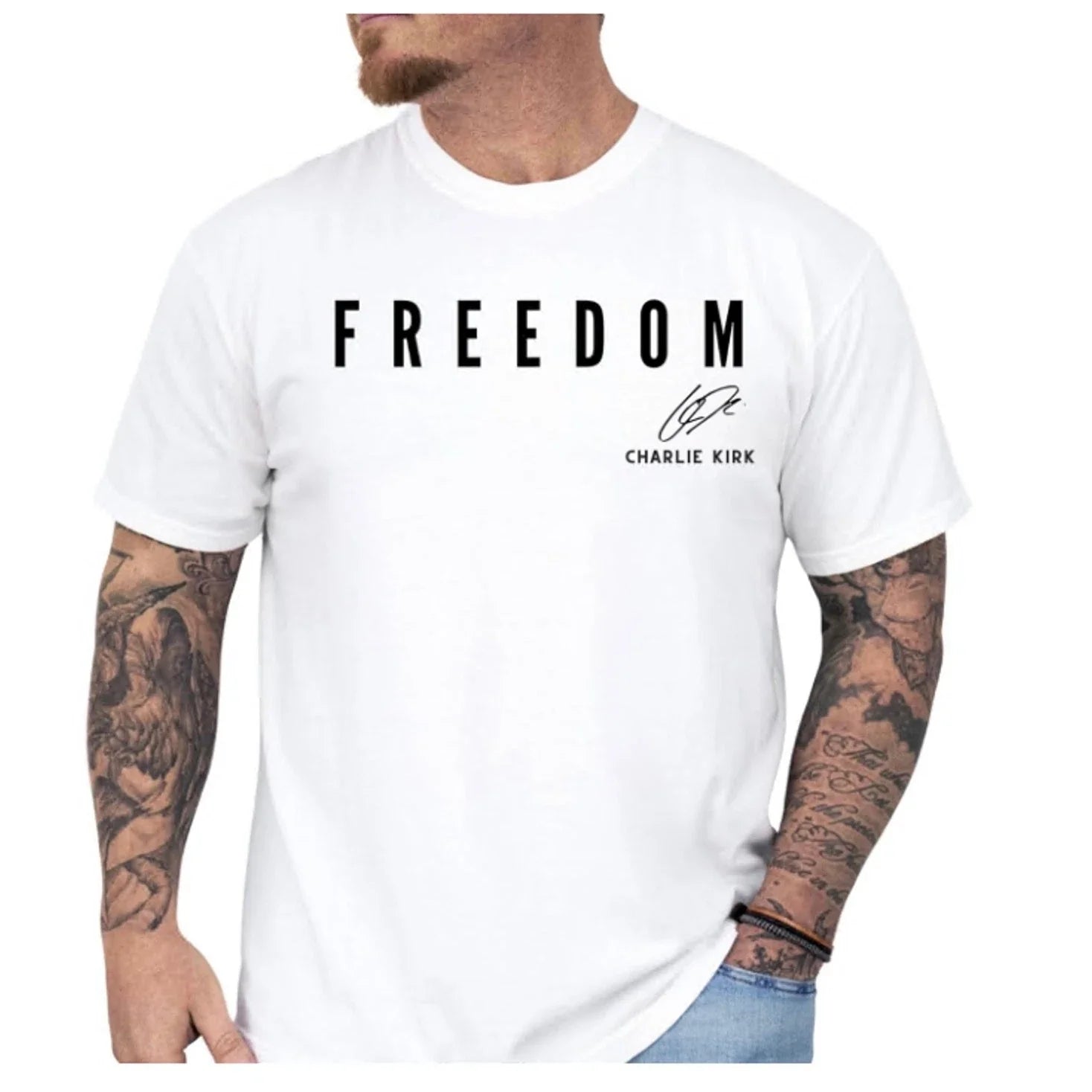 Signature Charlie Kirk FREEDOM - Adult & Kids T-Shirts, Sweatshirts & Hoodies apparel design preview 1