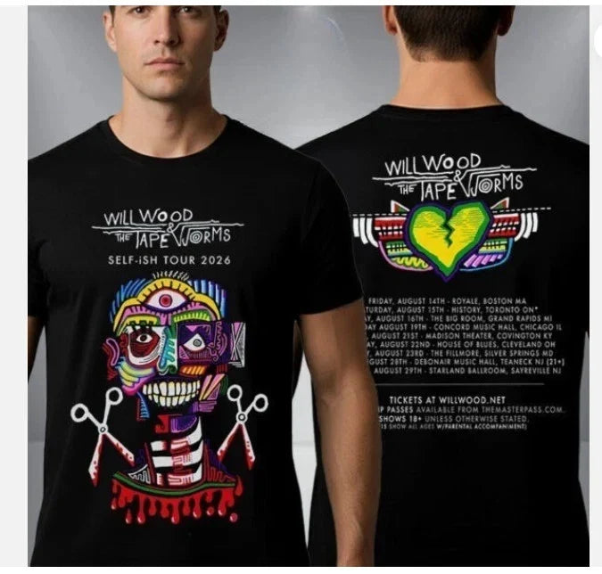 Will Wood Self-ish Tour 2026 Two Sided Dates Concert - Adult & Kids T-Shirts, Sweatshirts & Hoodies apparel design preview 1