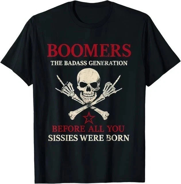 The Badass Generation Boomers Funny Quote Skeleton - Adult & Kids T-Shirts, Sweatshirts & Hoodies apparel design preview 1