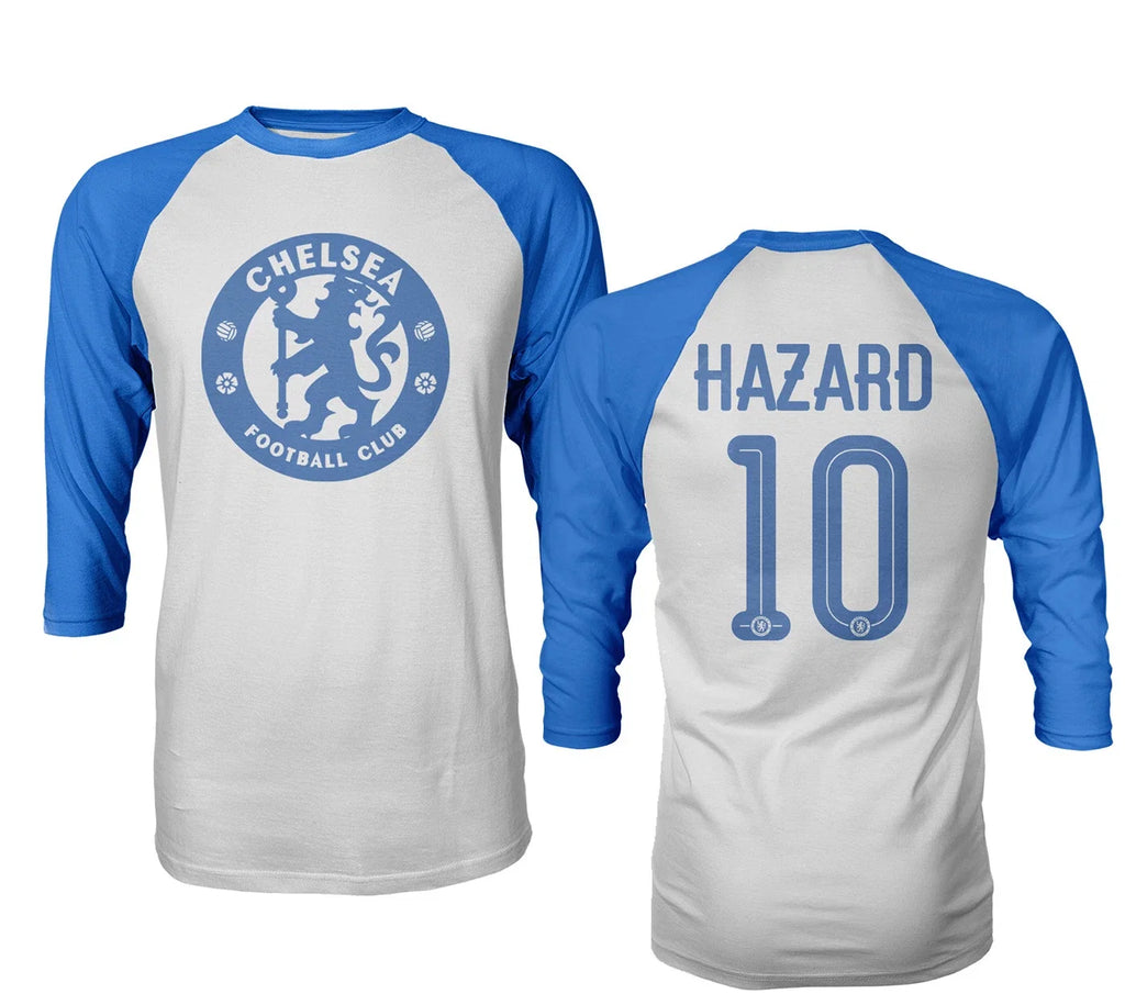 Chelsea Eden Hazard #10 Soccer Mens Raglan Quarter - Adult & Kids T-Shirts, Sweatshirts & Hoodies apparel design preview 1