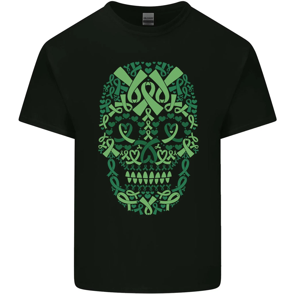 Mental Health Awareness Skull Green Ribbon Mens Light - Adult & Kids T-Shirts, Sweatshirts & Hoodies apparel design preview 1