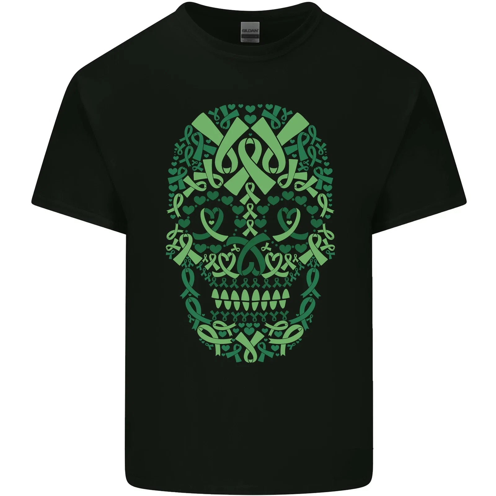 Mental Health Awareness Skull Green Ribbon Mens Light - Adult & Kids T-Shirts, Sweatshirts & Hoodies apparel design preview 1