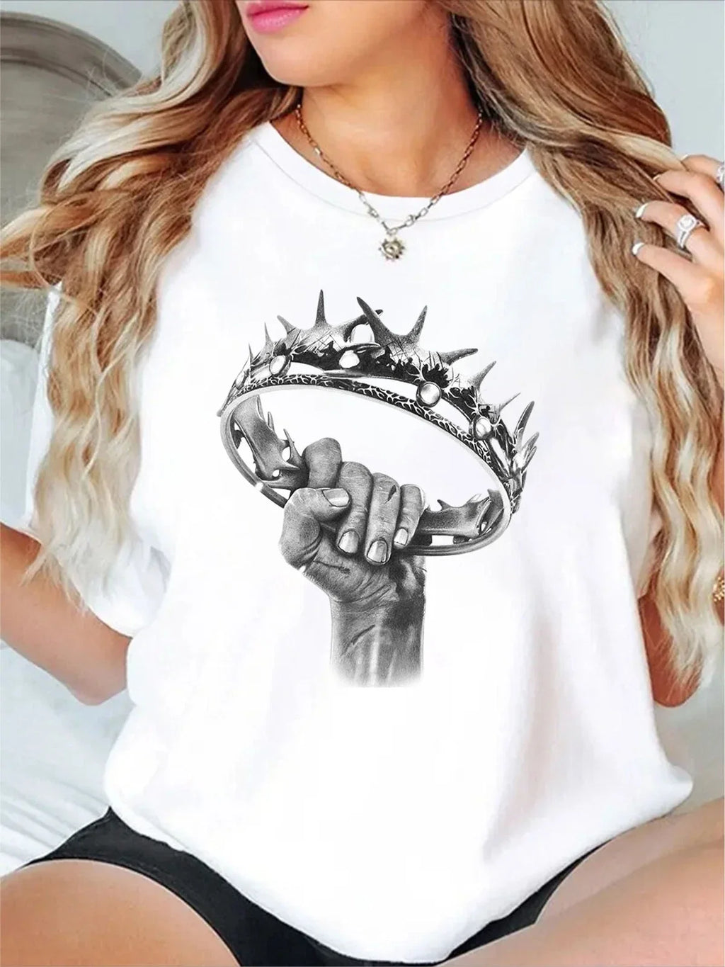 Dark Fantasy Crown Vintage Gothic Hand Holding - Adult & Kids T-Shirts, Sweatshirts & Hoodies apparel design preview 1