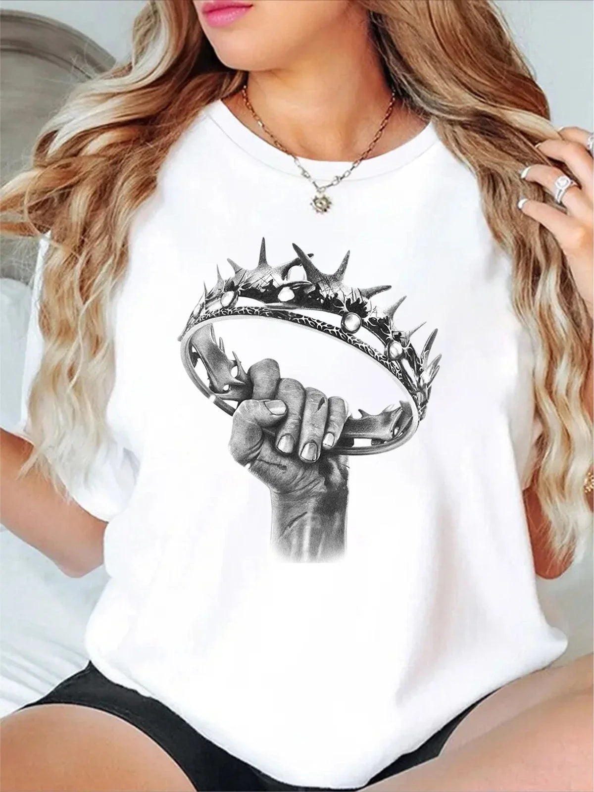 Dark Fantasy Crown Vintage Gothic Hand Holding - Adult & Kids T-Shirts, Sweatshirts & Hoodies apparel design preview 1