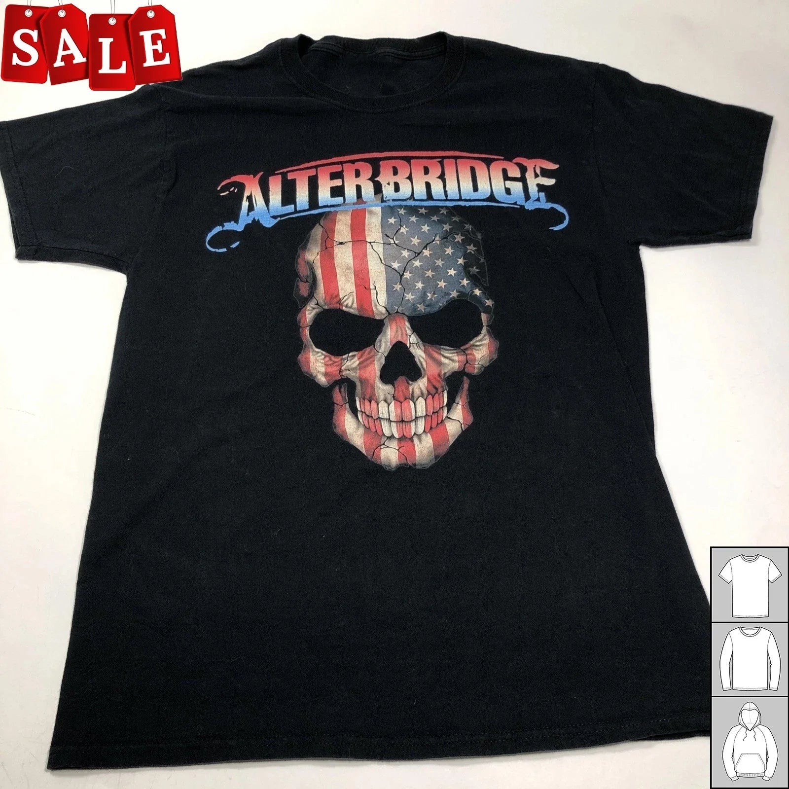 New Popular Alter Bridge American Flag Skull Cotton - Adult & Kids T-Shirts, Sweatshirts & Hoodies apparel design preview 1