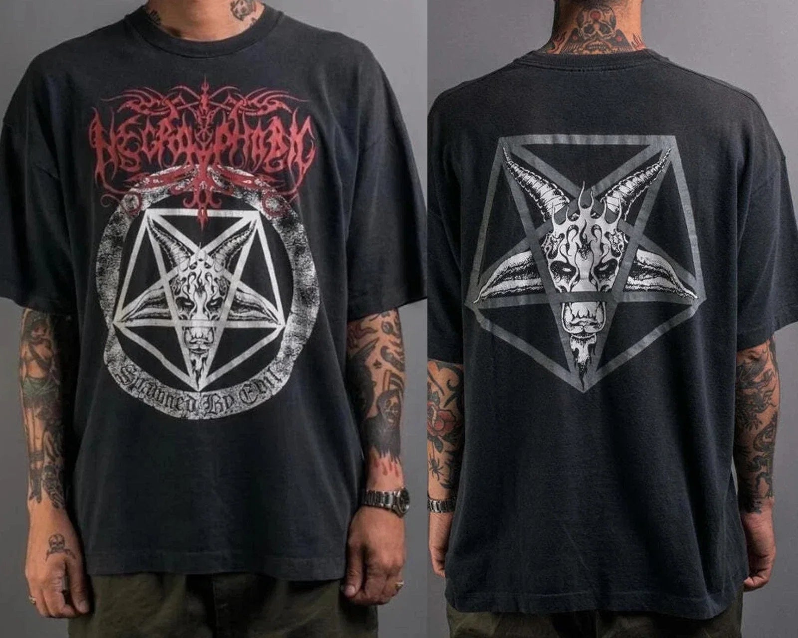 Vintage Necrophobic 1996 Unisex 2 SIDE Spawned by - Adult & Kids T-Shirts, Sweatshirts & Hoodies apparel design preview 1