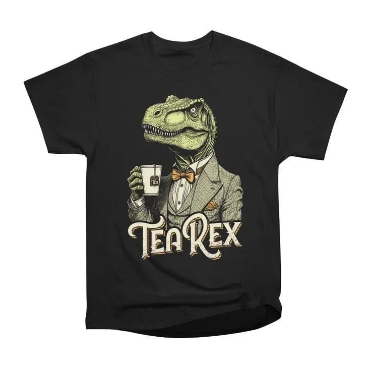 Tea Rex Funny Dinosaur Graphic Sophisticated T-Rex - Adult & Kids T-Shirts, Sweatshirts & Hoodies apparel design preview 1