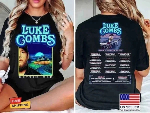 2026 Luke Combs My Kinda Saturday Night Tour S-5XL - Adult & Kids T-Shirts, Sweatshirts & Hoodies apparel design preview 1