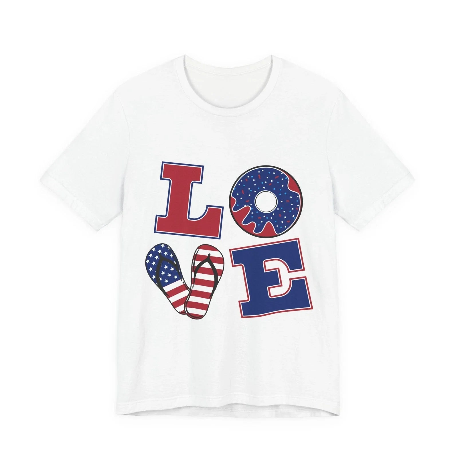 Patriotic LOVE graphic American flag donut and flip - Adult & Kids T-Shirts, Sweatshirts & Hoodies apparel design preview 1