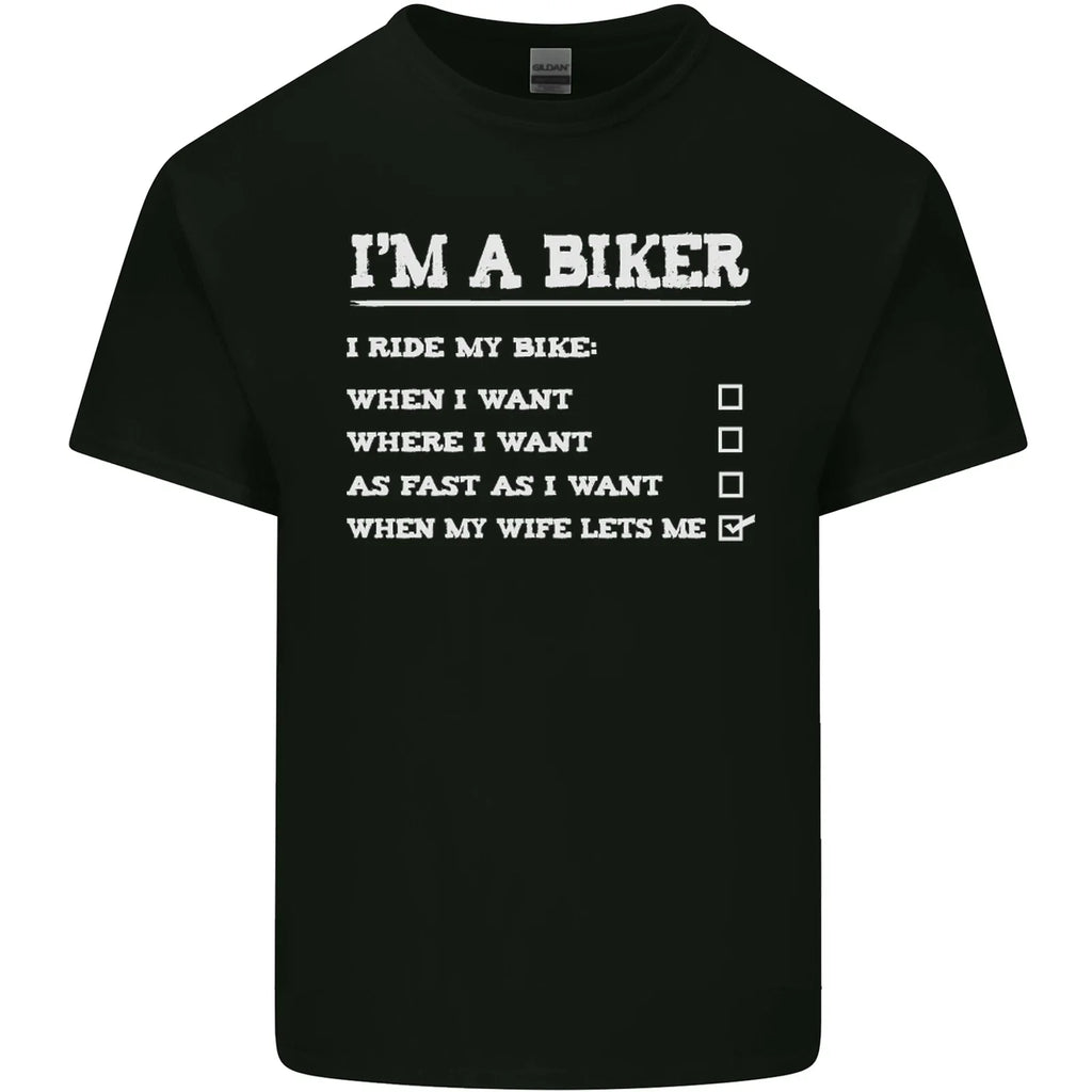 Motorbike Im a Biker When My Wife Funny Mens Light - Adult & Kids T-Shirts, Sweatshirts & Hoodies apparel design preview 1
