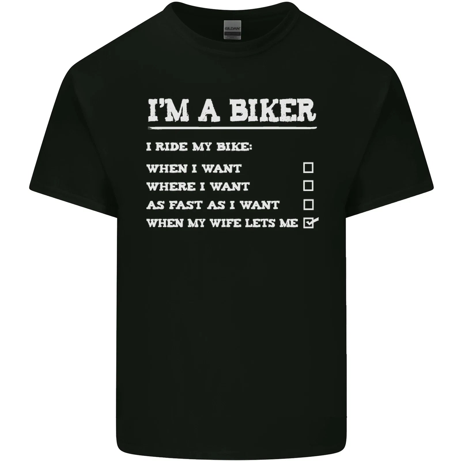 Motorbike Im a Biker When My Wife Funny Mens Light - Adult & Kids T-Shirts, Sweatshirts & Hoodies apparel design preview 1