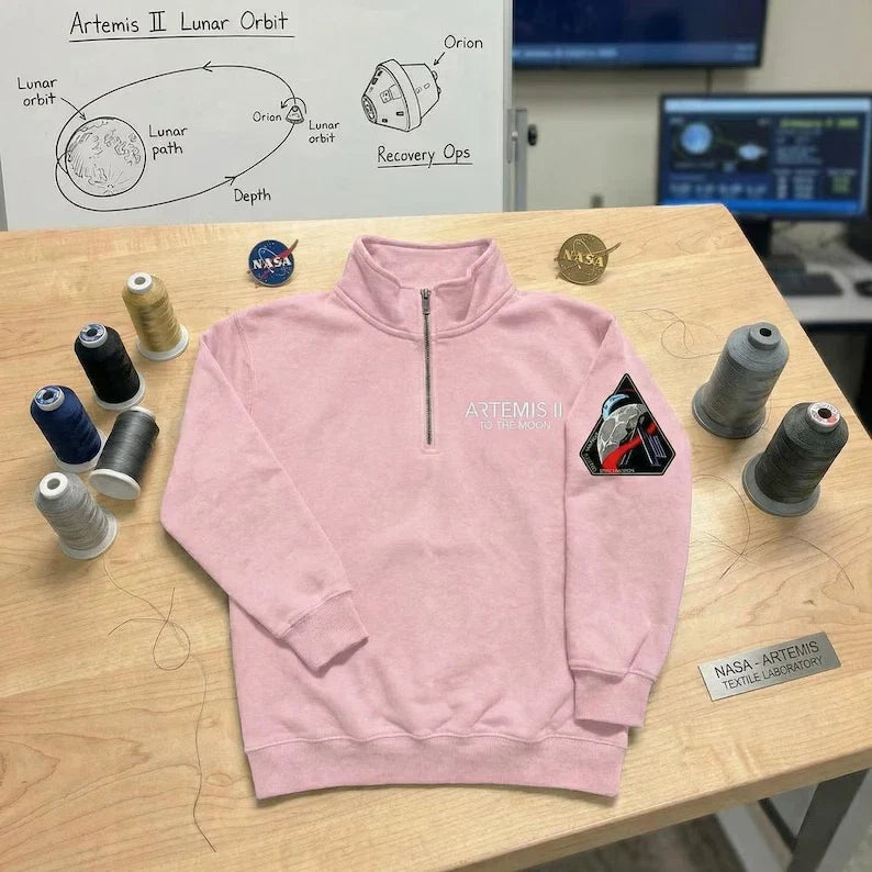 Artemis II To The Moon Embroidered Quarter Zip - Adult & Kids T-Shirts, Sweatshirts & Hoodies apparel design preview 1