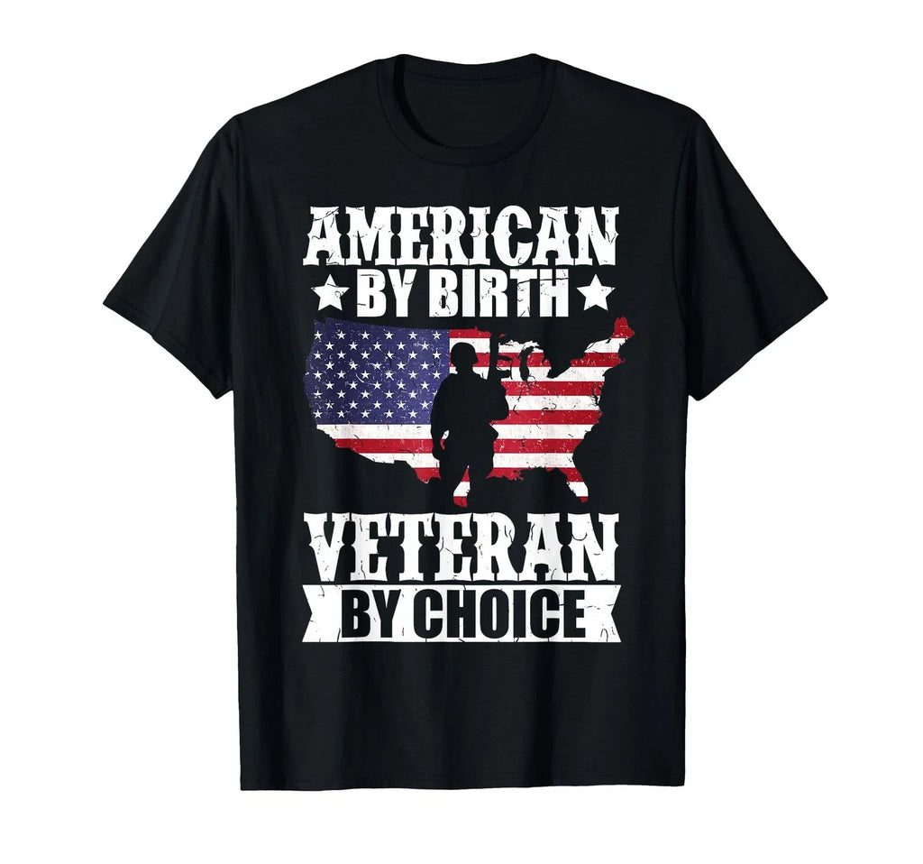 American by Birth Veteran Choice US Flag Veterans Day - Adult & Kids T-Shirts, Sweatshirts & Hoodies apparel design preview 1