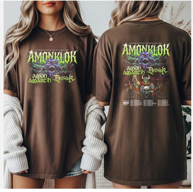 Amon Amarth And Dethklok Amonklok Conquest Tour - Adult & Kids T-Shirts, Sweatshirts & Hoodies apparel design preview 1