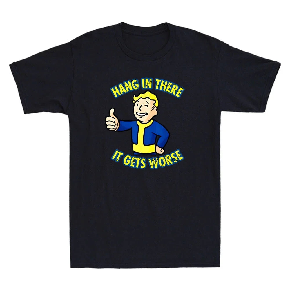 Hang In There It Gets Worse Funny Cartoon Meme - Adult & Kids T-Shirts, Sweatshirts & Hoodies apparel design preview 1