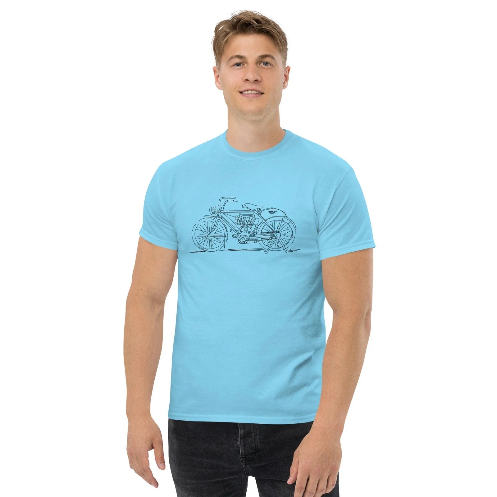 Vintage 1900's Boardtrack Motorcycle Sketch Unisex - Adult & Kids T-Shirts, Sweatshirts & Hoodies apparel design preview 1