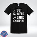 Cut Weld Grind Repeat Funny Welder Mechanic Job - Adult & Kids T-Shirts, Sweatshirts & Hoodies apparel design preview 1