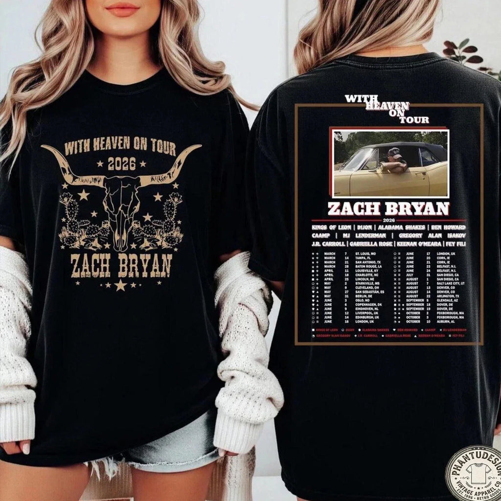 Zach Bryan Tour 2026 Heaven On FULL SIZE - Adult & Kids T-Shirts, Sweatshirts & Hoodies apparel design preview 1