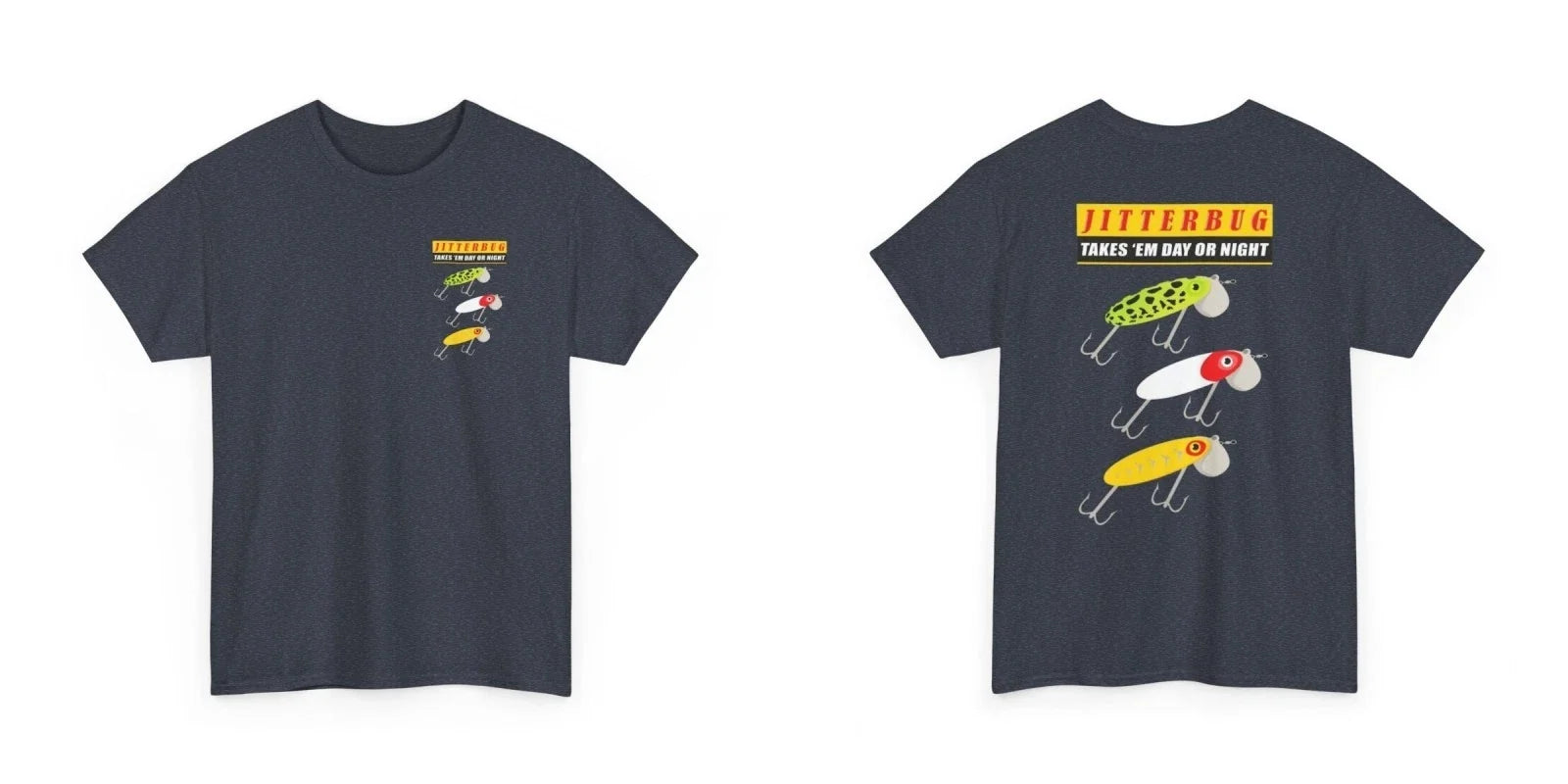 Jitterbug Takes 'Em Day Or Night Vtg Fred Arbogast - Adult & Kids T-Shirts, Sweatshirts & Hoodies apparel design preview 1