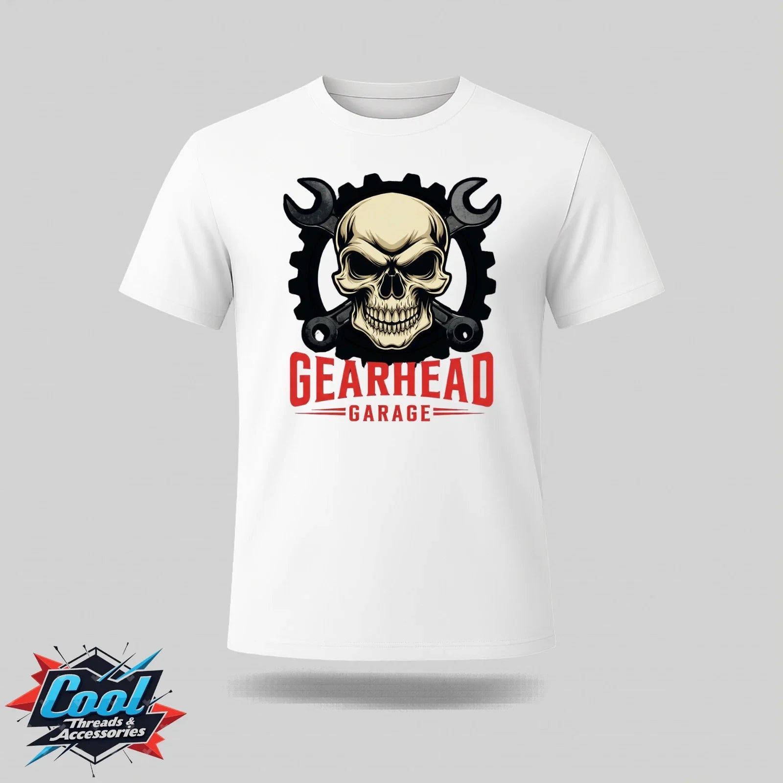 Cool Threads Gearhead Garage Skull Wrenches Mechanic - Adult & Kids T-Shirts, Sweatshirts & Hoodies apparel design preview 1