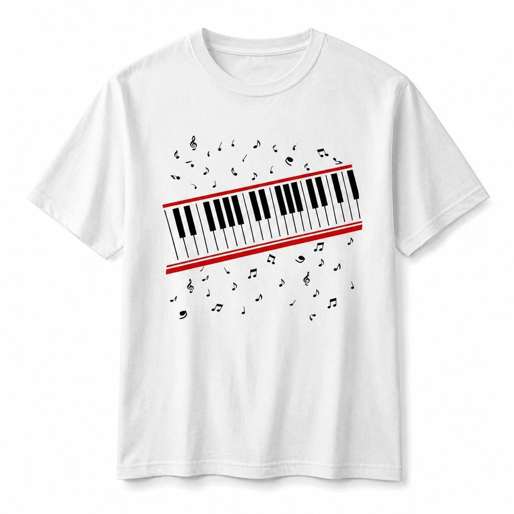 Piano Music Musical Notes Graphic White Cotton Men - Adult & Kids T-Shirts, Sweatshirts & Hoodies apparel design preview 1