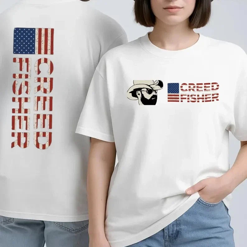 Creed Fisher American Flag - Adult & Kids T-Shirts, Sweatshirts & Hoodies apparel design preview 1