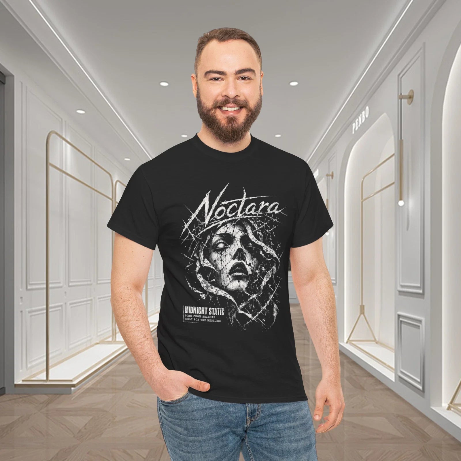 Noctara Midnight Static Gothic Graphic Size L Black - Adult & Kids T-Shirts, Sweatshirts & Hoodies apparel design preview 1