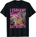 Lesbians Eat What Funny Cat Meme Graphic Vintage - Adult & Kids T-Shirts, Sweatshirts & Hoodies apparel design preview 1