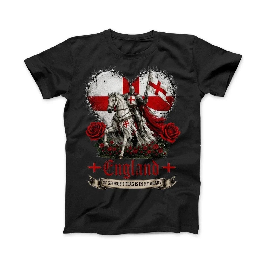 England Flag Heart St Georges Day Top Football - Adult & Kids T-Shirts, Sweatshirts & Hoodies apparel design preview 1