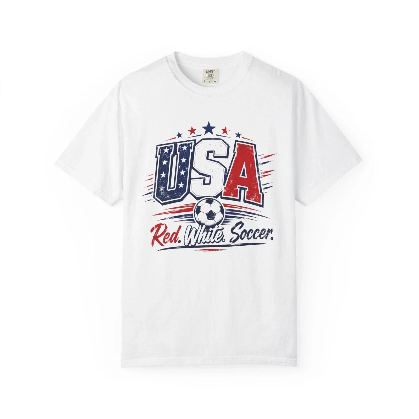 USA Red White Soccer Graphic Patriotic Fan - Adult & Kids T-Shirts, Sweatshirts & Hoodies apparel design preview 1