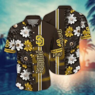 San Diego Padres Floral Fusion Hawaiian - Adult & Kids T-Shirts, Sweatshirts & Hoodies apparel design preview 1