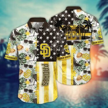 San Diego Padres Stars Stripes Hawaiian - Adult & Kids T-Shirts, Sweatshirts & Hoodies apparel design preview 1