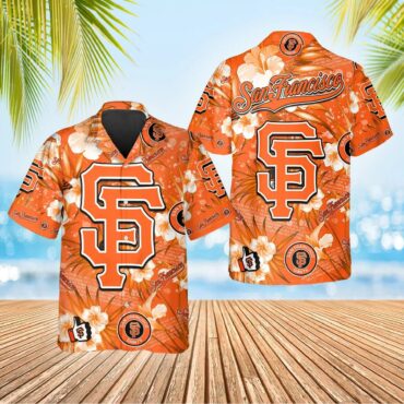 San Francisco Giants Bold Logo Hibiscus Hawaiian - Adult & Kids T-Shirts, Sweatshirts & Hoodies apparel design preview 1