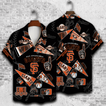 San Francisco Giants Fan Patch Collage Hawaiian - Adult & Kids T-Shirts, Sweatshirts & Hoodies apparel design preview 1