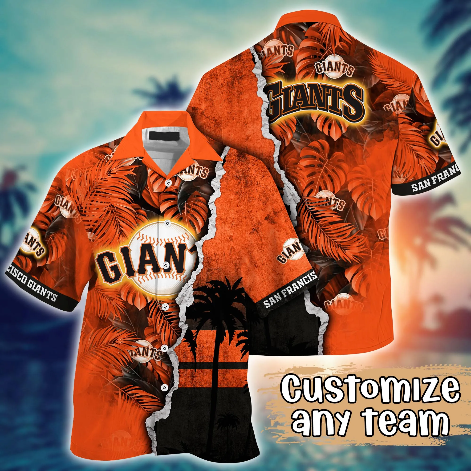 San Francisco Giants MLB Hawaiian Custom August Aloha - Adult & Kids T-Shirts, Sweatshirts & Hoodies apparel design preview 1