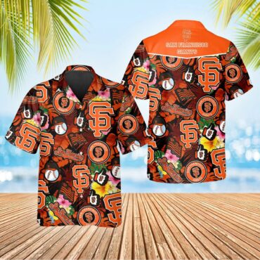 San Francisco Giants Tropical Logo Collage Hawaiian - Adult & Kids T-Shirts, Sweatshirts & Hoodies apparel design preview 1
