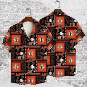 San Francisco Giants Vintage Grid Hawaiian - Adult & Kids T-Shirts, Sweatshirts & Hoodies apparel design preview 1