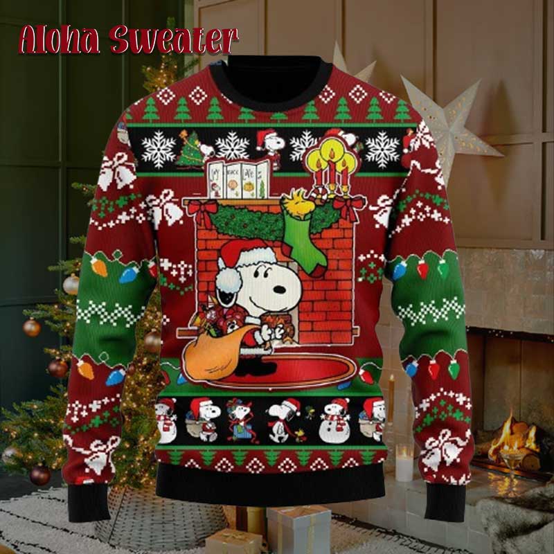 Warm Winter Wishes Snoopy Ugly Christmas Sweater - Holiday Gift product image 5